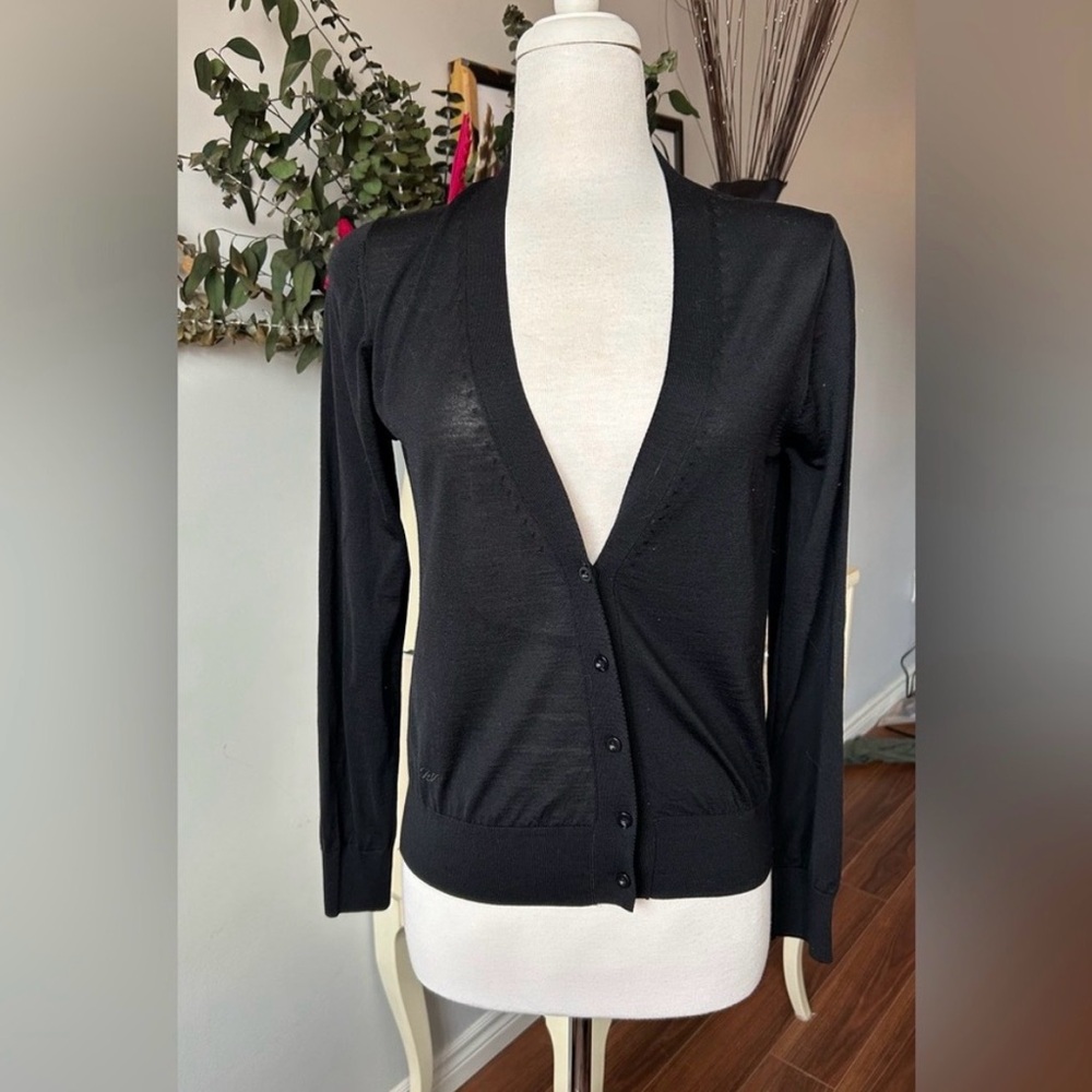 Tod’s Italy Black V-Neck Cardigan - size medium slim